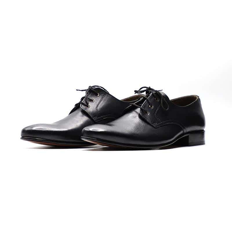 Handcrafted Derby Leather Shoes in Black Color (DBY000)