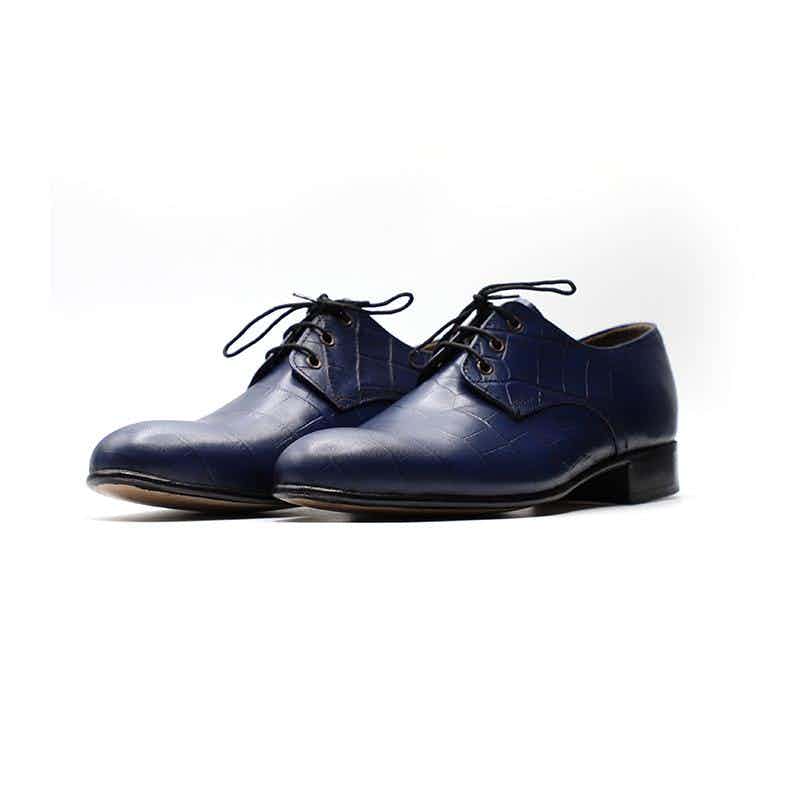 Handcrafted Derby Leather Shoes in Blue Color (DBY001)
