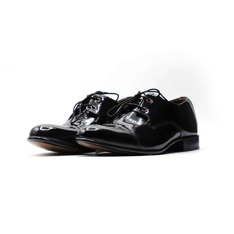 Handcrafted Derby Shiny Leather Shoes in Black Color (DBY002)