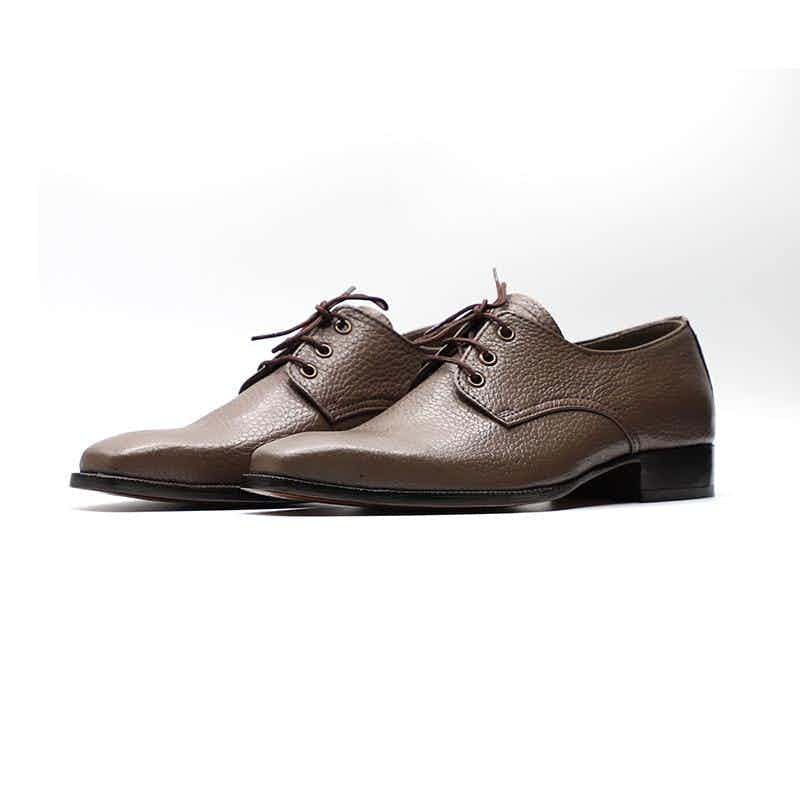 Handcrafted Derby Leather Shoes in Multani Mitti Color (DBY003)
