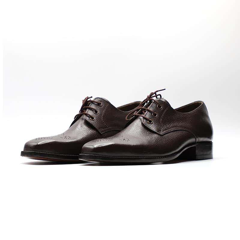 Handcrafted Derby Leather Shoes in Dark Brown Color (DBY004)