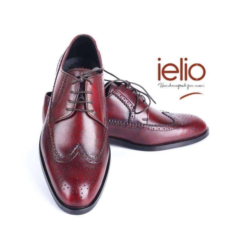 Handcrafted Derby Leather Shoes in Reddish Color (DBY009)