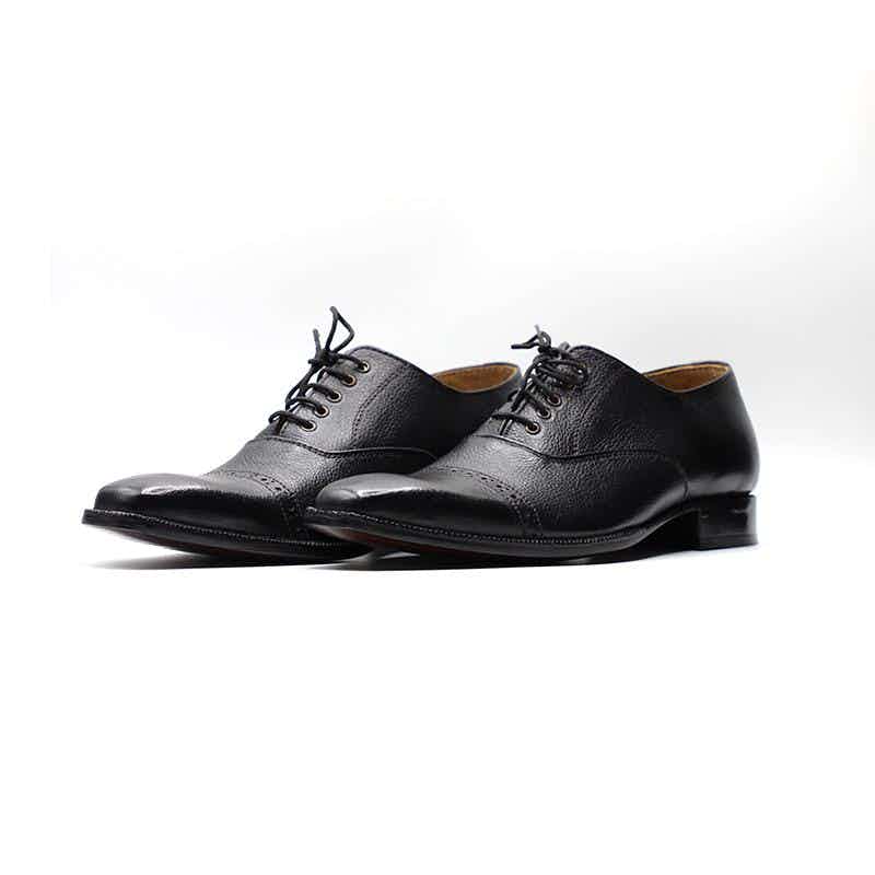 Original Calfskin Leather Shoes in Black Color (OXF009)