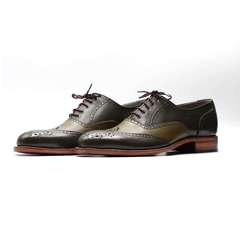 Original Calfskin Leather Shoes in Green Color (OXF011)