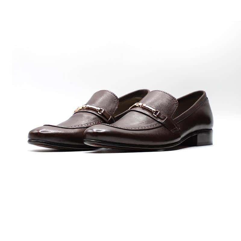 Calfskin Leather Shoes Brown Color LFR003