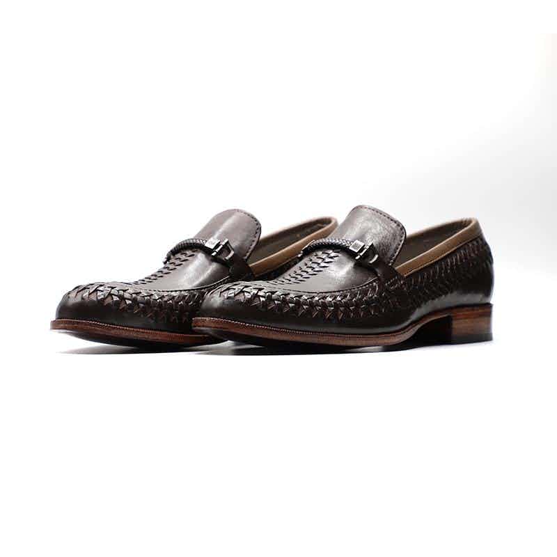 Calfskin Leather Shoes Dark Brown Color (LFR011)