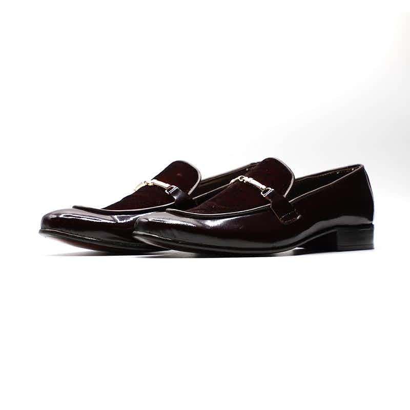 Calfskin Leather Shoes Black Color LFR012