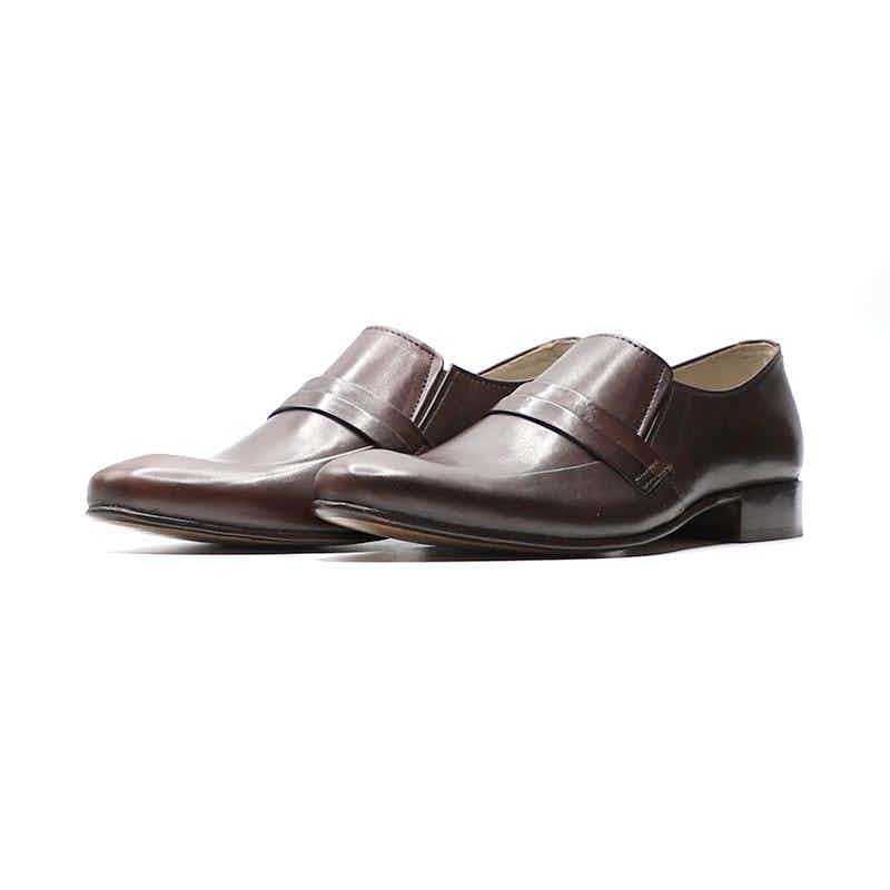 Calfskin Dark Brown Leather Shoes for Men (MCN002)