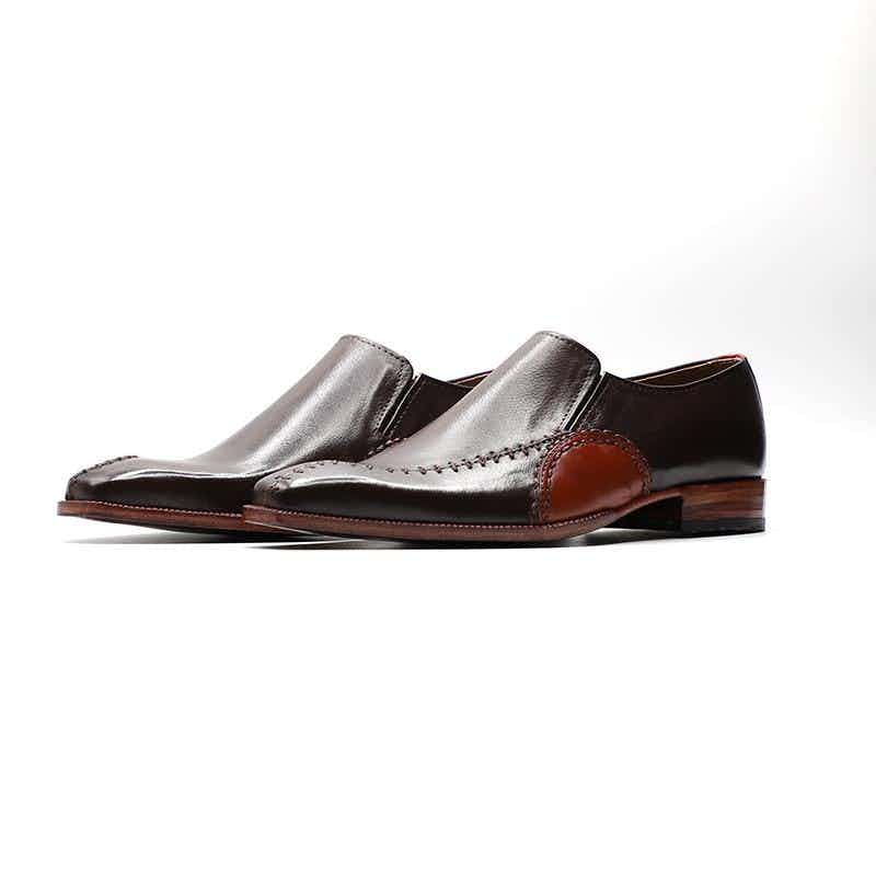 Calfskin Dark Brown Leather Shoes for Men (MCN003)