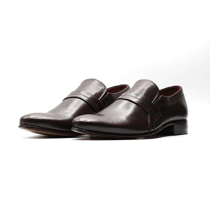 Calfskin Dark Brown Leather Shoes for Men (MCN004)