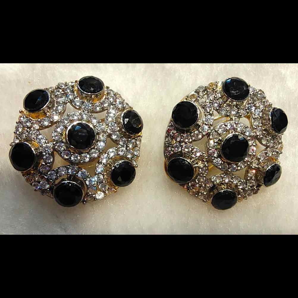 Black color Aqeeq with Zircon Stones Goldplated Tops
