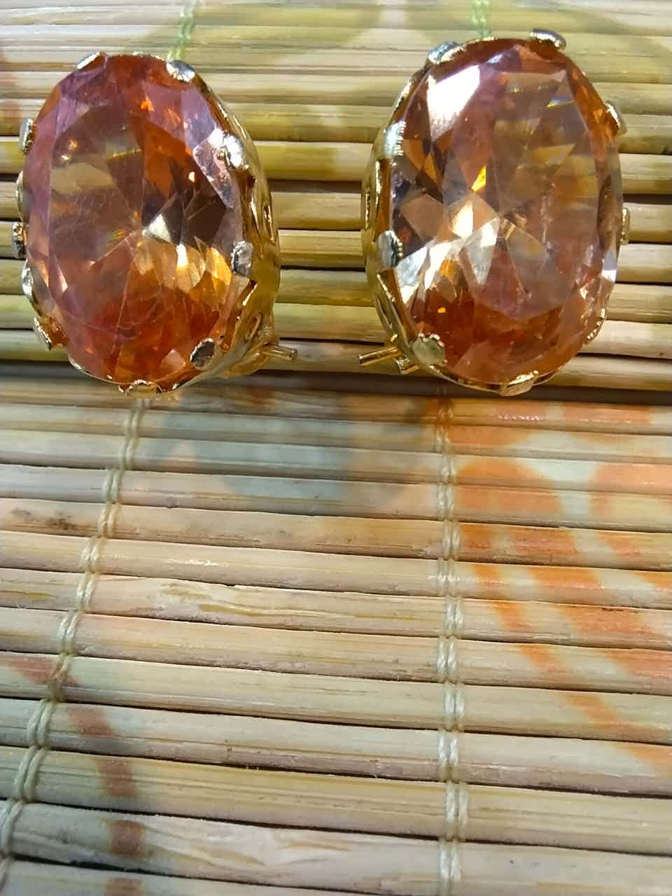 Champagne Color Stone Ear Tops