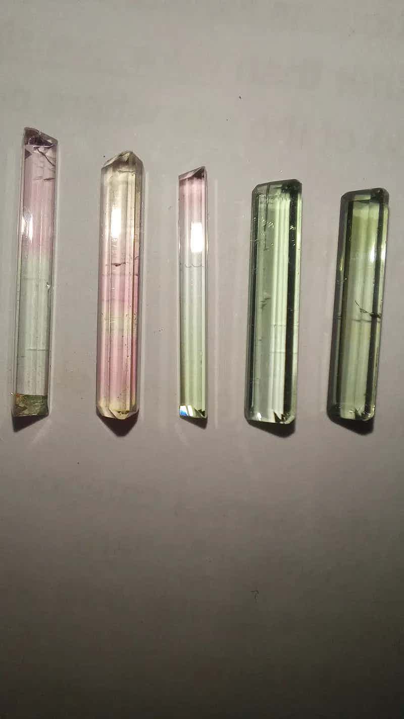 Crystal and cut Bi color Tourmaline