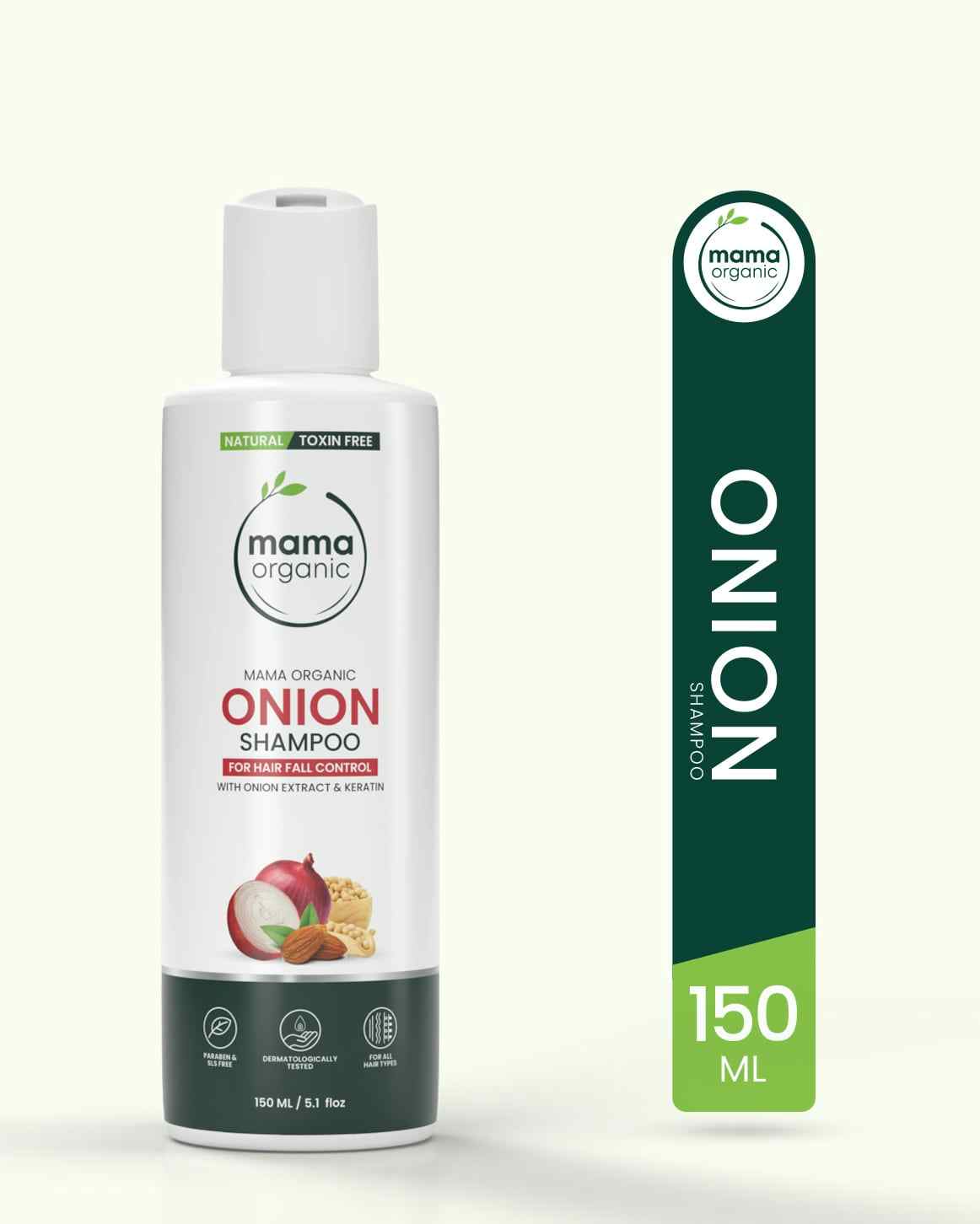 Mama Organic Onion Shampoo For Control Hair Fall | For Girls & Women | Natural & Toxin-Free - 150ml