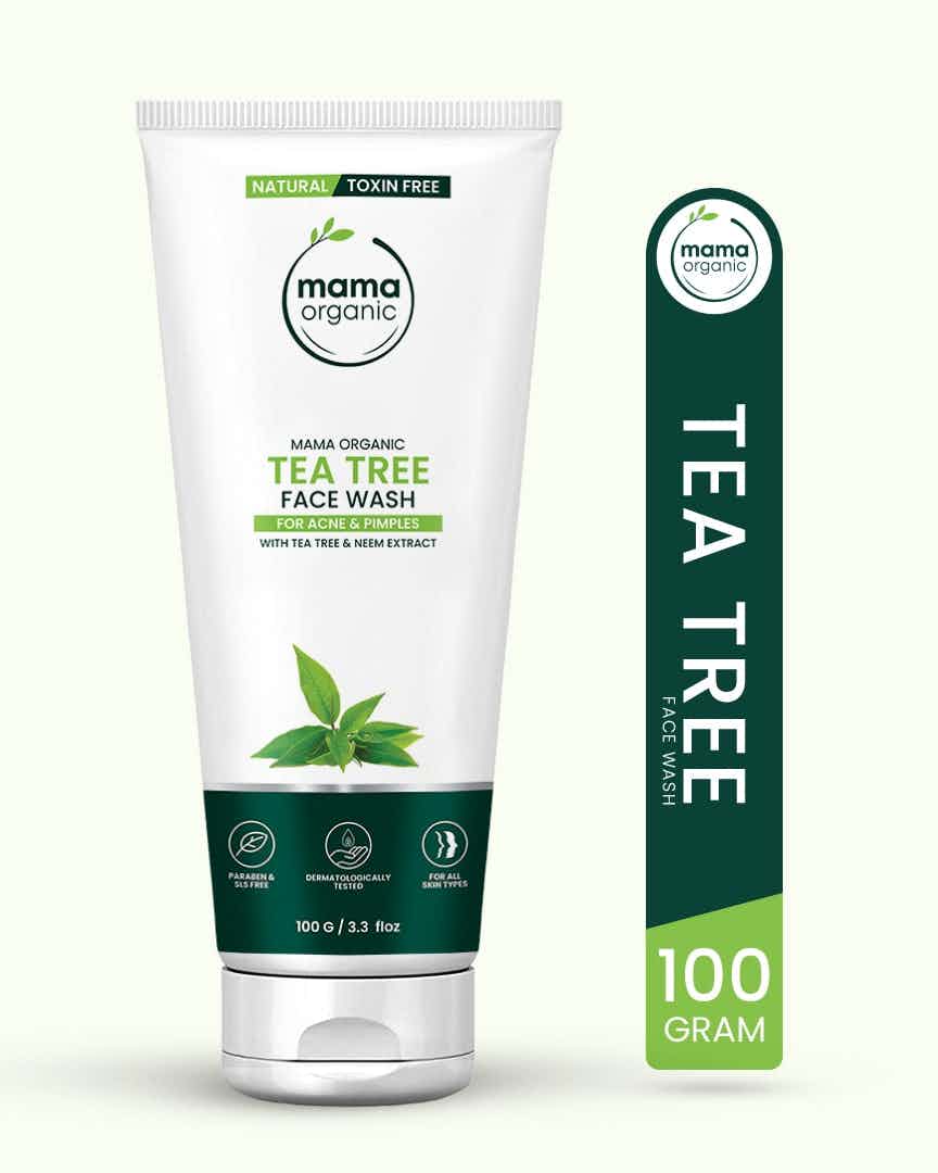 Mama Organic Tea Tree Face Wash For Acne & Pimples | For Dry Skin | Natural & Toxin-Free - 100gm