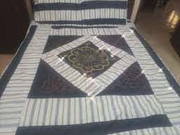Bed Sheet Dark Center Embroidered Patched