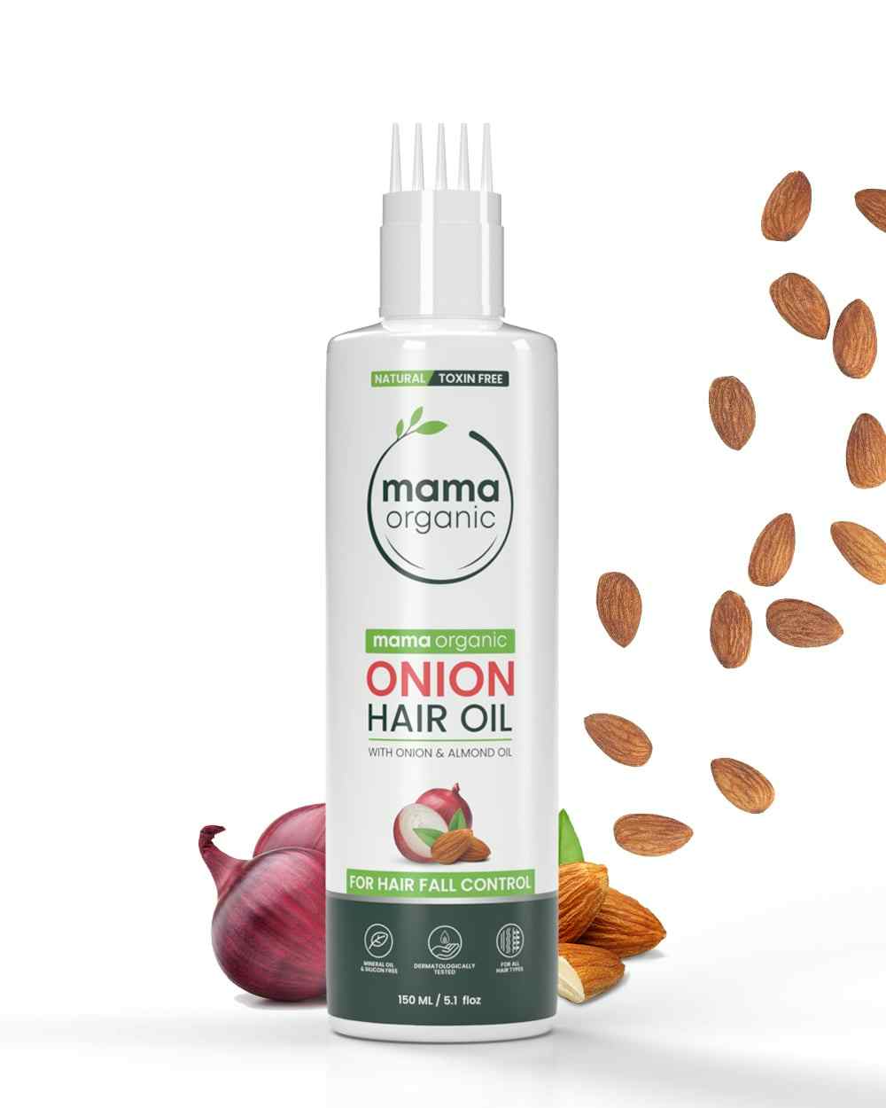 Mamaorganic Onion Hair Oil For Hair Fall Control | With Onion & Almond Oil | For Men & Women | Natural & Toxin-Free - 150ml